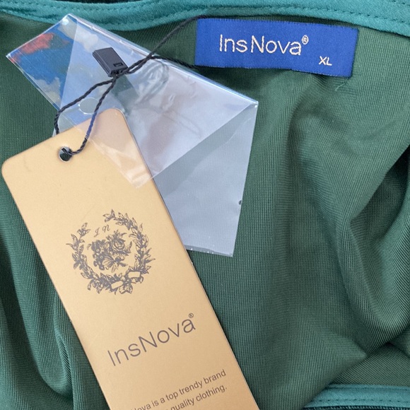 Ins Nova Size XL Green Velvet BodyCon Dress - Picture 7 of 8